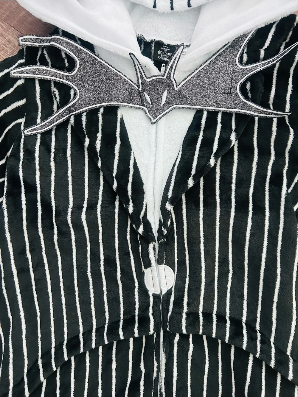 Disney Jack Skellington Black and White Striped Kids Footie Pajamas